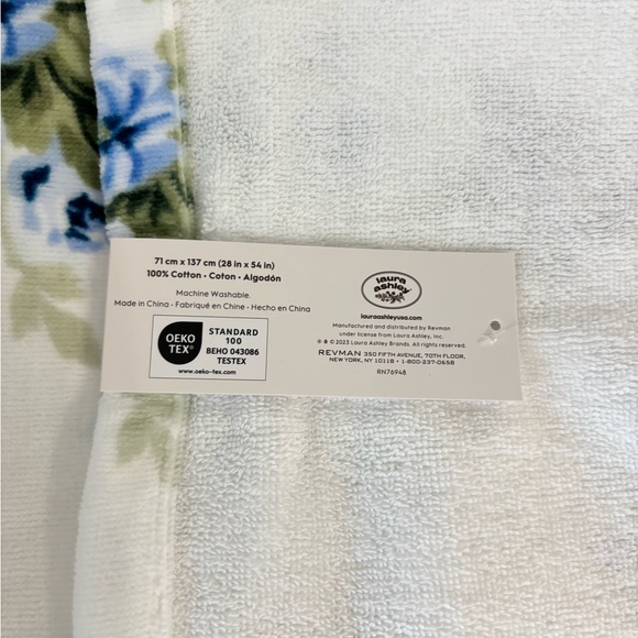 {Laura Ashley} New 4 Piece Blue Floral Bath Towel/Hand Towel Set - Picture 8 of 8